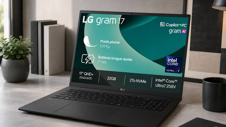Le PC portable LG Gram 17" (32 Go RAM, SSD 2 To, Intel Evo Ultra7...) est à 1399.99 €