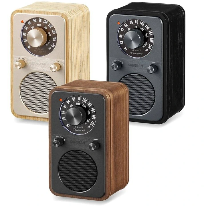 Sangean WR-9: radio y altavoz Bluetooth con carcasa de madera para 57 horas de música